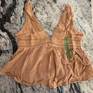 Elegant Tan Sleeveless Crop Top
